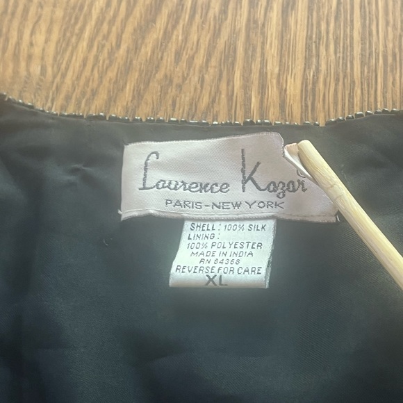 LAST CALL Vintage Laurence Kazar Black Silk Beaded Evening Jacket Size XL - Picture 6 of 9